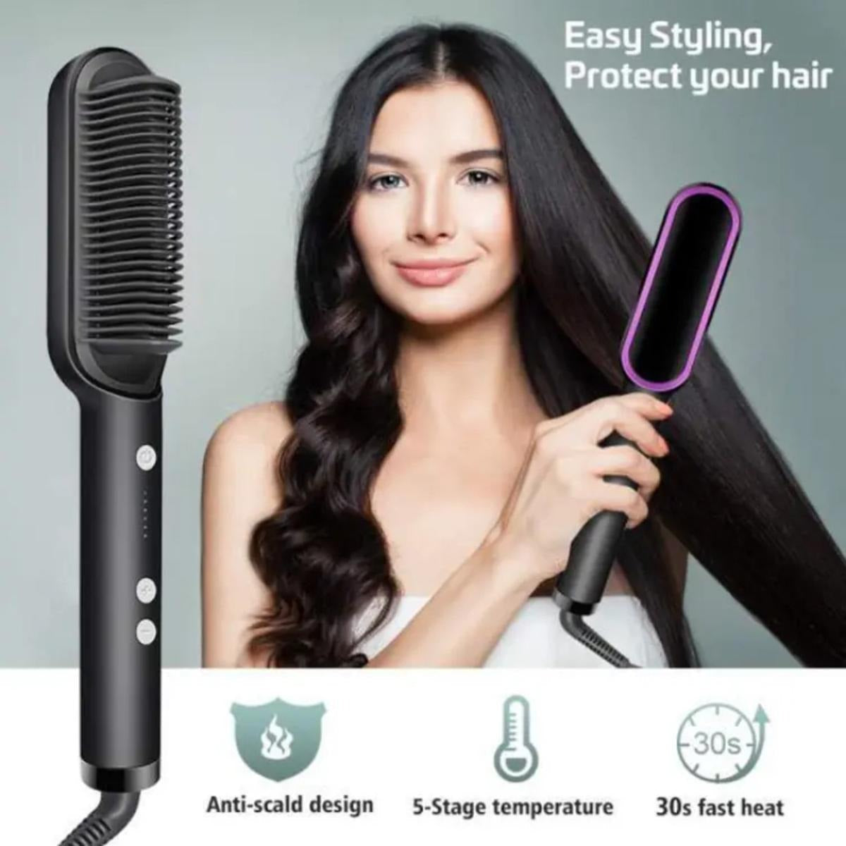 909 Hair Straightener Brush – 6 Heat Modes Electric Comb